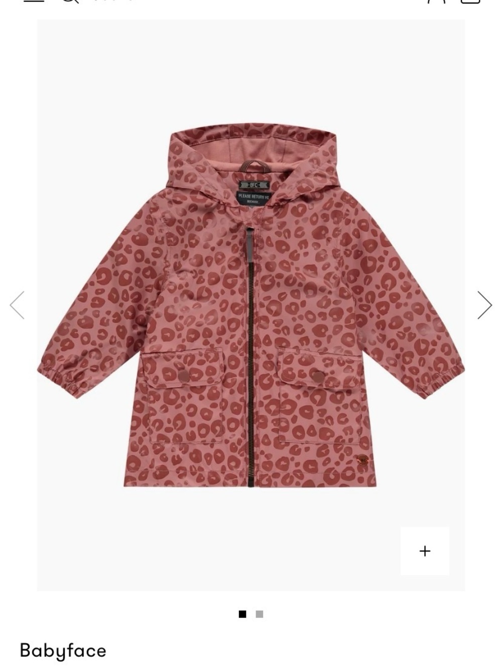 Babyface Kids Hooded Rain Jacket in Dusty Pink Leopard Print
